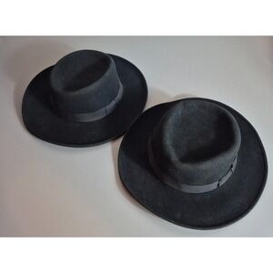 Lot 2 Vintage Mens Fedora Hats Black Lite & Felt Roberto Collection by Broner